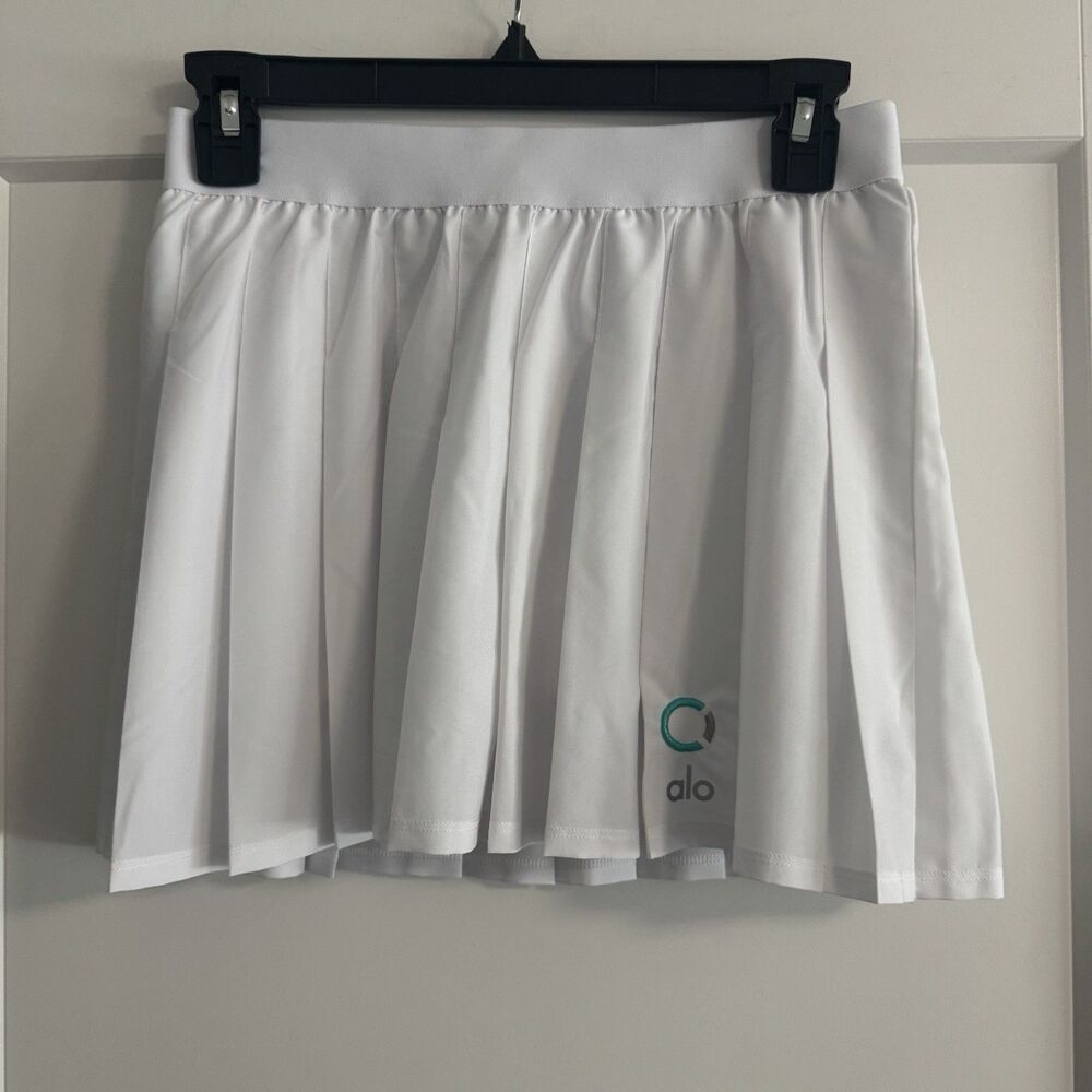 Alo Yoga Grand Slam Tennis Skirt White Pleated Athletic Skort Women’s Small